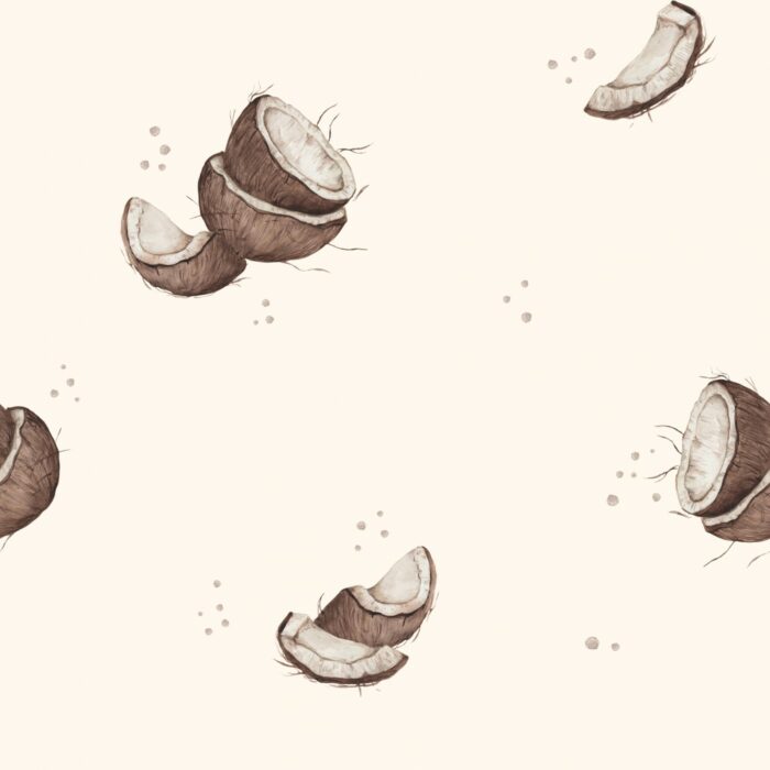 Tissu Imprimé Noix de Coco Blanc, 10 tissus au choix – Image 4