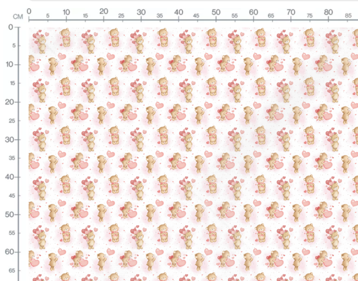 Tissu Imprimé Ourson Amoureux Rose, 10 tissus au choix – Image 2