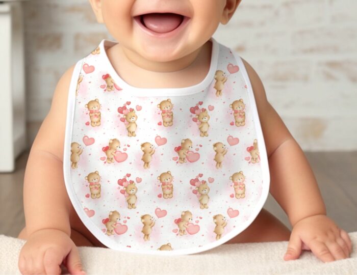 Tissu Imprimé Ourson Amoureux Lavande, 10 tissus au choix – Image 3