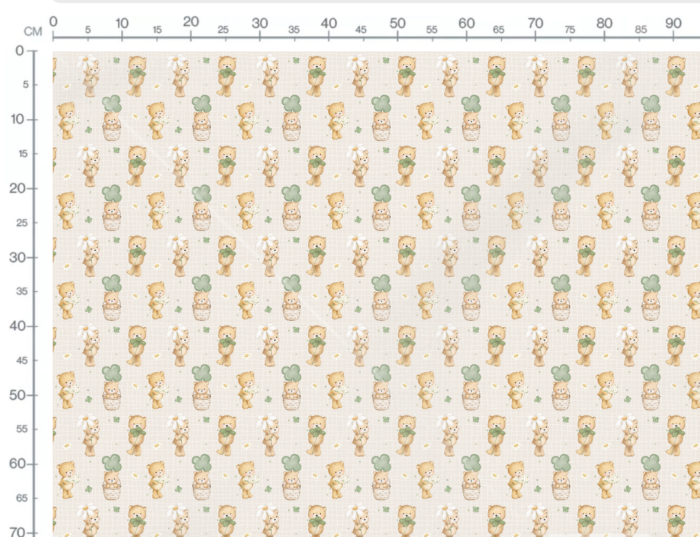 Tissu Imprimé Ourson Fleurs Trèfle, 10 tissus au choix – Image 2