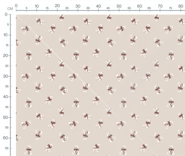 Tissu Imprimé Ourson Noeud Papillon Beige, 10 tissus au choix – Image 3