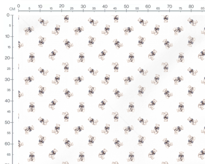 Tissu Imprimé Ourson Noeud Papillon Bleu, 10 tissus au choix – Image 2