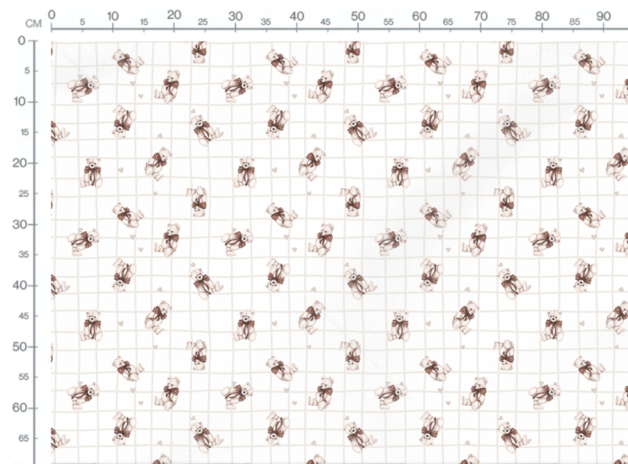 Tissu Imprimé Ourson Noeud Papillon Carreaux, 3 coloris et 10 tissus au choix – Image 3