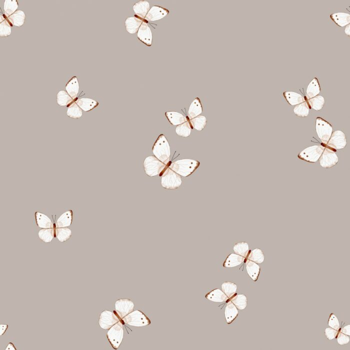 Tissu Imprimé Papillons Delicatesse Gris, 10 tissus au choix