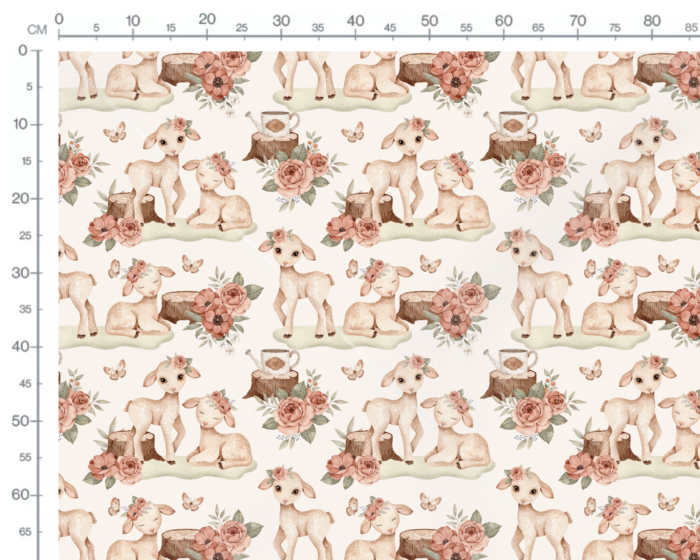 Tissu Imprimé Paques Agneau Roses Grand, 10 tissus au choix – Image 4