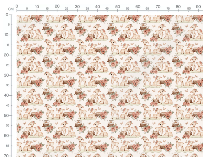 Tissu Imprimé Paques Agneau Roses Petit, 10 tissus au choix – Image 3