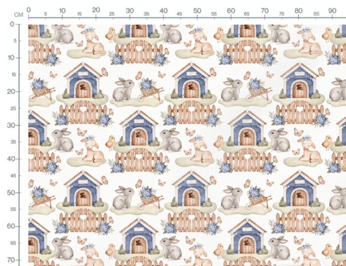 Tissu Imprimé Paques Animaux Jardin Grand, 10 tissus au choix – Image 4