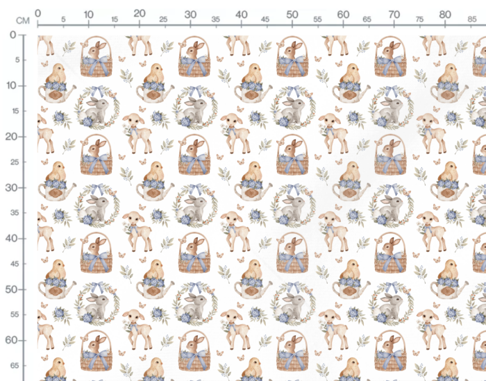 Tissu Imprimé Exclusif Paques Animaux Panier Bleu, 10 tissus au choix – Image 3