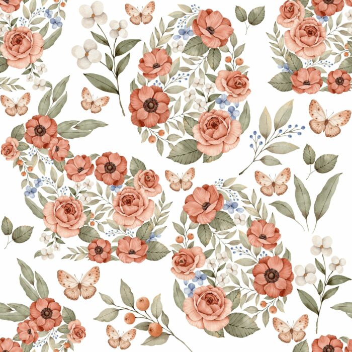 Tissu Imprimé Paques Fleuri Papillons Exclusif, 10 tissus au choix