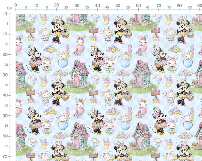 Tissu Imprimé Paques Girly Happy Easter Carreaux Bleu, 10 tissus au choix – Image 3