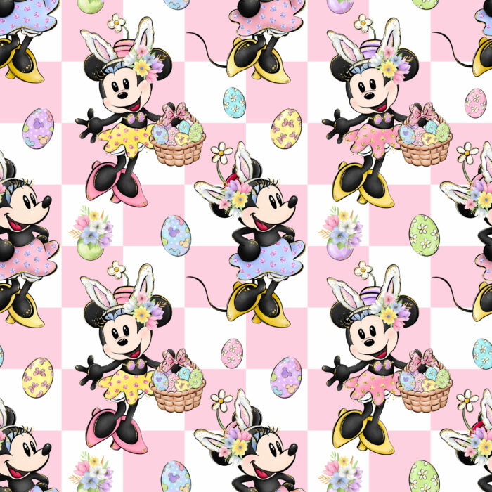 Tissu Imprimé Paques Girly Happy Easter Carreaux, 10 tissus au choix
