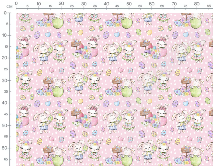 Tissu Imprimé Paques Girly Lapins Rose, 10 tissus au choix – Image 3