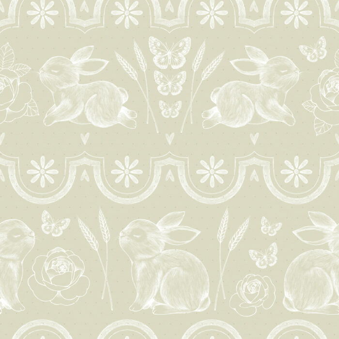 Tissu Imprimé Paques Lapin Champs Grand, 10 tissus au choix
