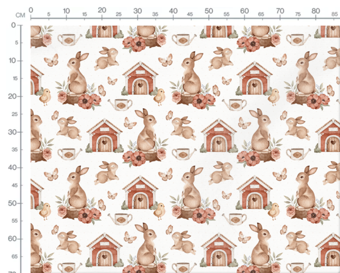 Tissu Imprimé Paques Lapin Jardin Grand, 10 tissus au choix – Image 4