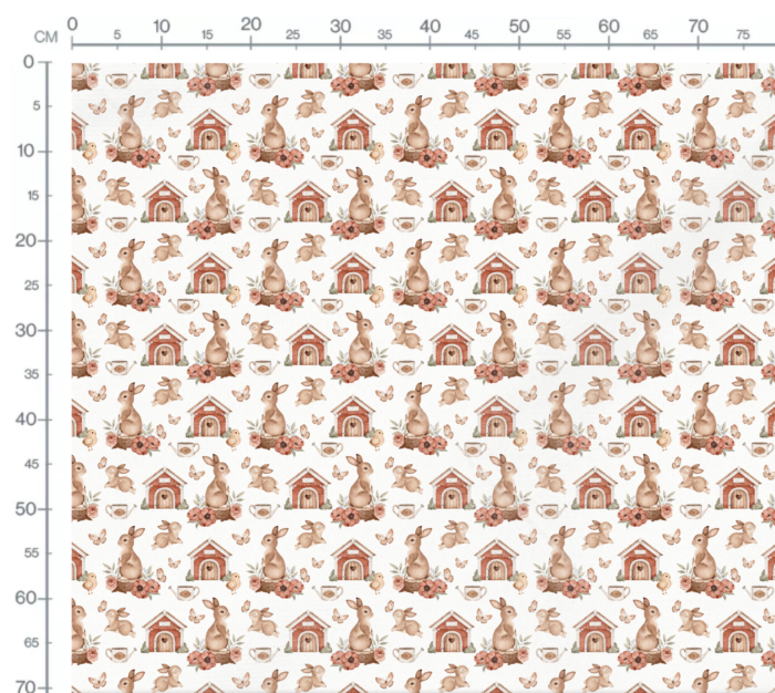 Tissu Imprimé Paques Lapin Jardin Petit, 10 tissus au choix – Image 3