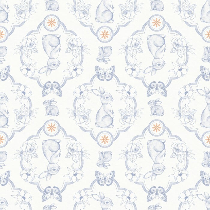 Tissu Imprimé Paques Lapin Papillons Petit, 10 tissus au choix