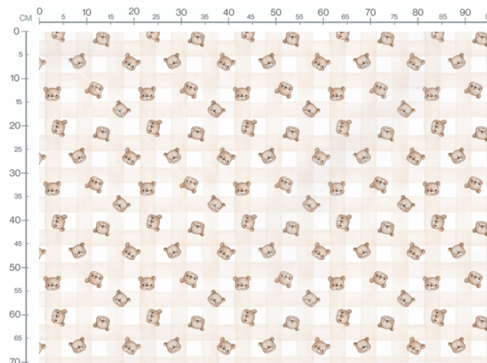 Tissu Imprimé Petit Ourson Adorable Vichy Beige, 10 tissus au choix – Image 3