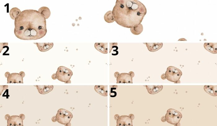Tissu Imprimé Petit Ourson Adorable Pois, 5 coloris et 10 tissus au choix – Image 4