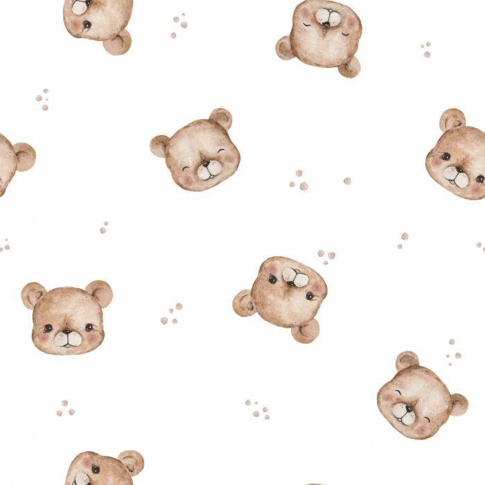 Tissu Imprimé Petit Ourson Adorable Pois, 5 coloris et 10 tissus au choix