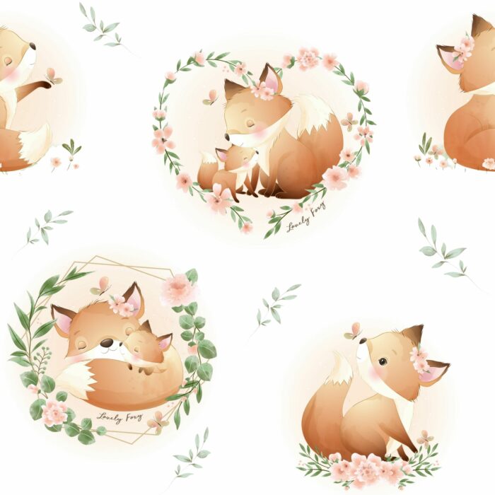 Tissu Imprimé Exclusif Renard Mignon Bébé, 10 tissus au choix – Image 4