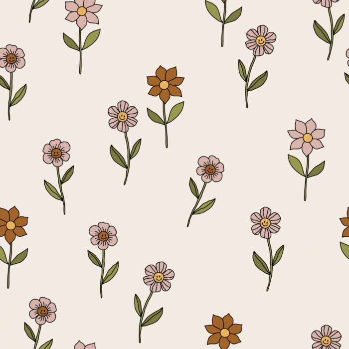 Tissu Imprimé Rétro Groovy Fleuri, 10 tissus au choix – Image 2