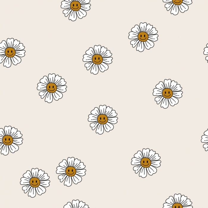 Tissu Imprimé Rétro Groovy Marguerite, 10 tissus au choix
