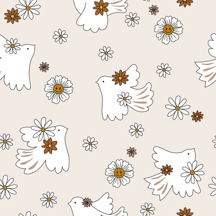 Tissu Imprimé Rétro Groovy Oiseaux, 10 tissus au choix