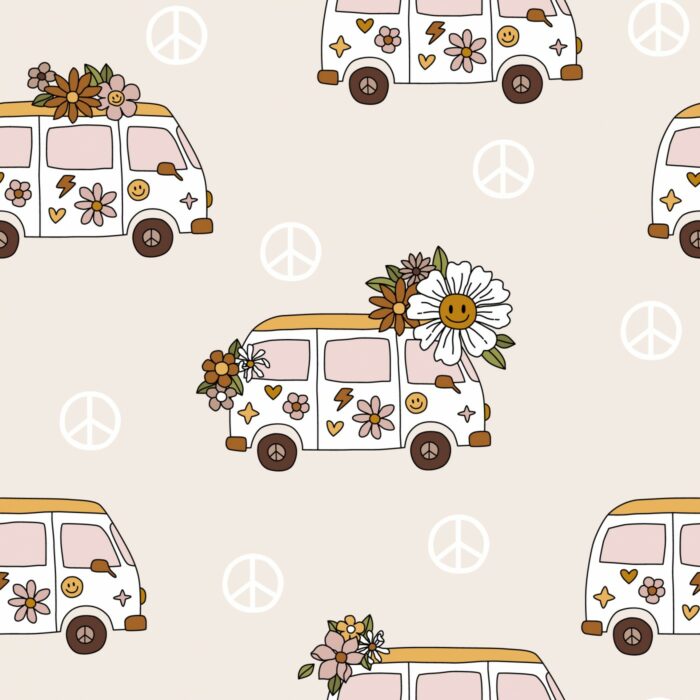 Tissu Imprimé Rétro Groovy Voyage, 10 tissus au choix