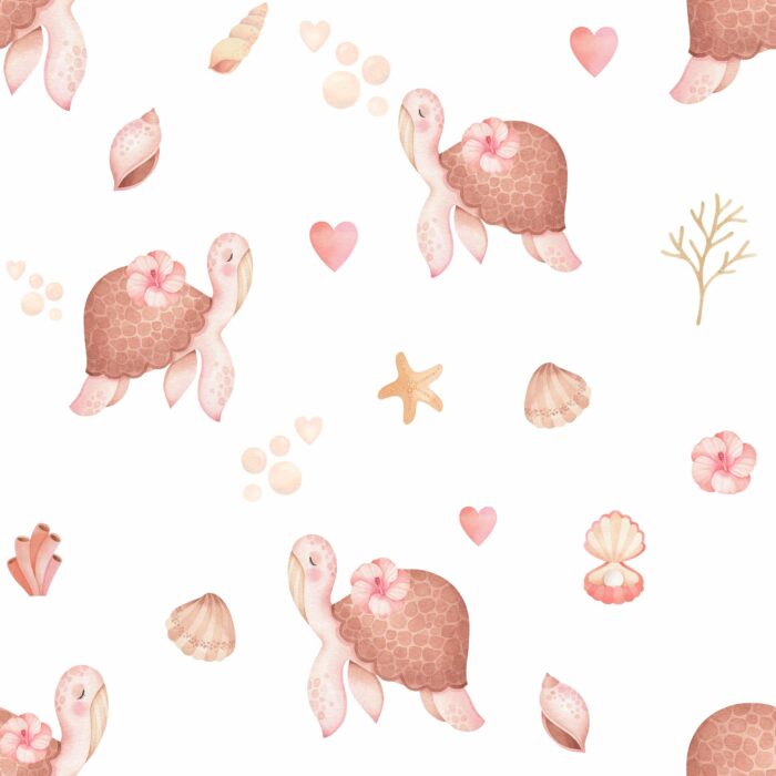 Tissu Imprimé Exclusif Tortue Mer Mon Amour, 10 tissus au choix