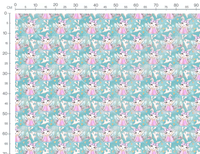 Tissu Imprimé Girly Paques Lapins Fées, 10 tissus au choix – Image 3
