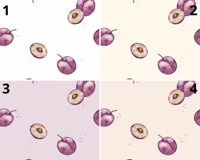 Tissu Imprimé Fruits Prune, 4 coloris et 10 tissus au choix – Image 4