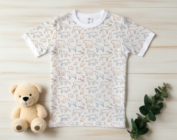Tissu Imprimé Animaux de la Foret Dessin, 8 coloris et 10 tissus au choix – Image 5