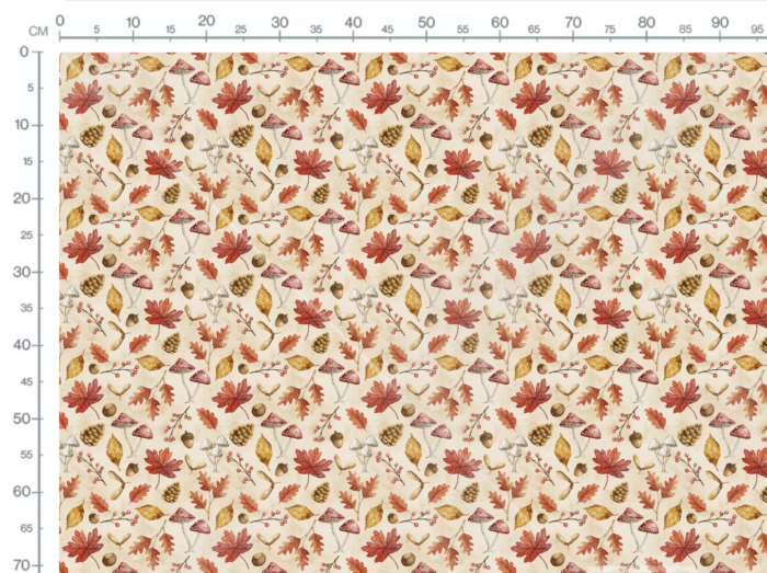 Tissu Imprimé Automne Champignon Foret Beige, 10 tissus au choix – Image 3