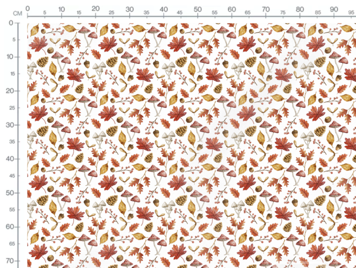 Tissu Imprimé Automne Champignon Foret Blanc, 10 tissus au choix – Image 3