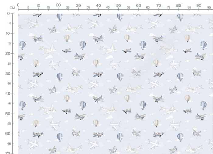 Tissu Imprimé Avions Ballons Bleu, 10 tissus au choix – Image 3