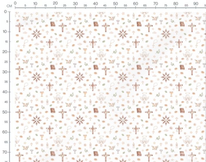 Tissu Imprimé Exclusif Bapteme Oiseau Fleurs Blanc, 10 tissus au choix – Image 3