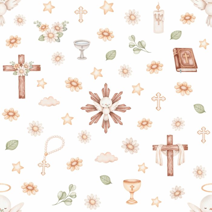 Tissu Imprimé Exclusif Bapteme Oiseau Fleurs Blanc, 10 tissus au choix