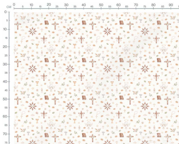Tissu Imprimé Exclusif Bapteme Oiseau Fleurs Creme, 10 tissus au choix – Image 3