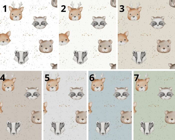 Tissu Imprimé Bébé Animaux Mignons de la Foret, 7 coloris et 10 tissus au choix – Image 4