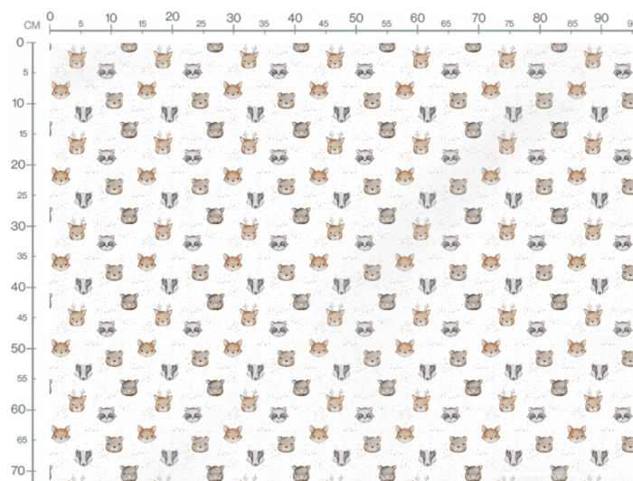 Tissu Imprimé Bébé Animaux Mignons de la Foret, 7 coloris et 10 tissus au choix – Image 3