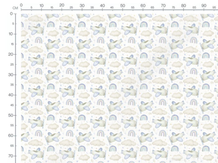 Tissu Imprimé Bébé Avion Arc-en-ciel Blanc, 10 tissus au choix – Image 3