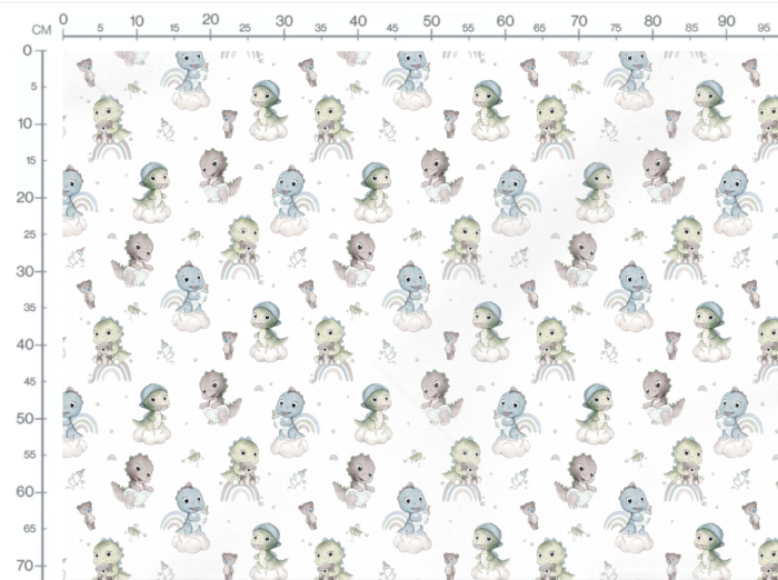 Tissu Imprimé Bébé Dinosaure Arc-en-ciel, 3 coloris et 10 tissus au choix – Image 3