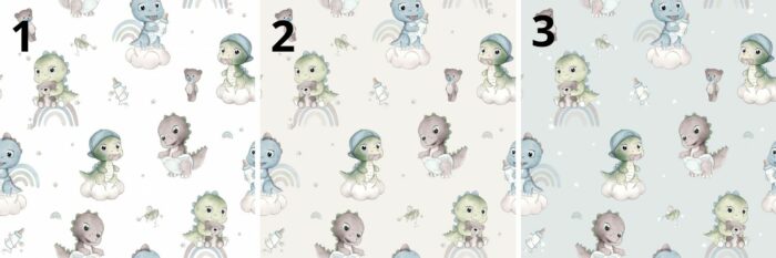 Tissu Imprimé Bébé Dinosaure Arc-en-ciel, 3 coloris et 10 tissus au choix – Image 4