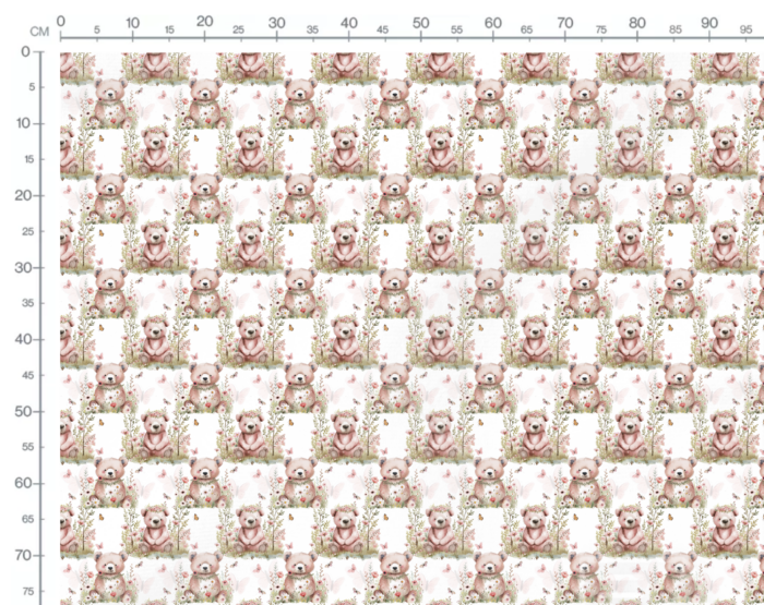 Tissu Imprimé Exclusif Bébé Ourson Fleurs Papillons, 10 tissus au choix – Image 2