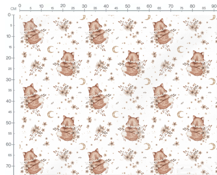 Tissu Imprimé Bébé Renard Lune Fleurie, 2 coloris et 10 tissus au choix – Image 3