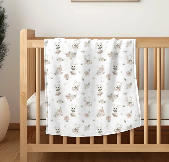 Tissu Imprimé Bébé Souris Planete Fleurie, 10 tissus au choix – Image 4