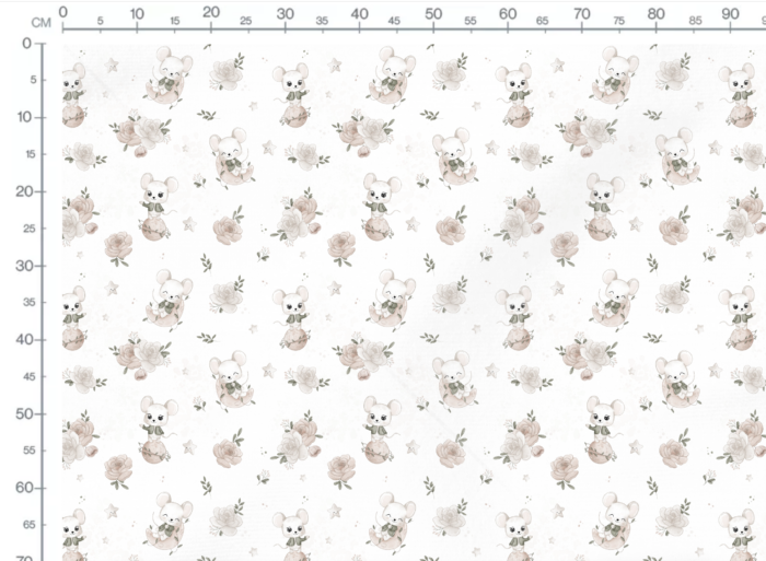 Tissu Imprimé Bébé Souris Planete Fleurie, 10 tissus au choix – Image 3