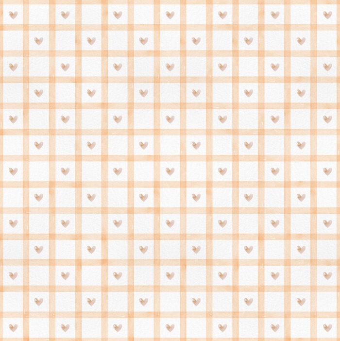 Tissu Imprimé Carreaux Coeur Peche, 10 tissus au choix