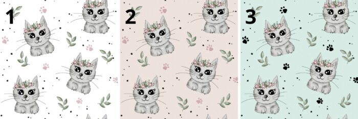 Tissu Imprimé Chaton Printemps, 3 coloris et 10 tissus au choix – Image 4