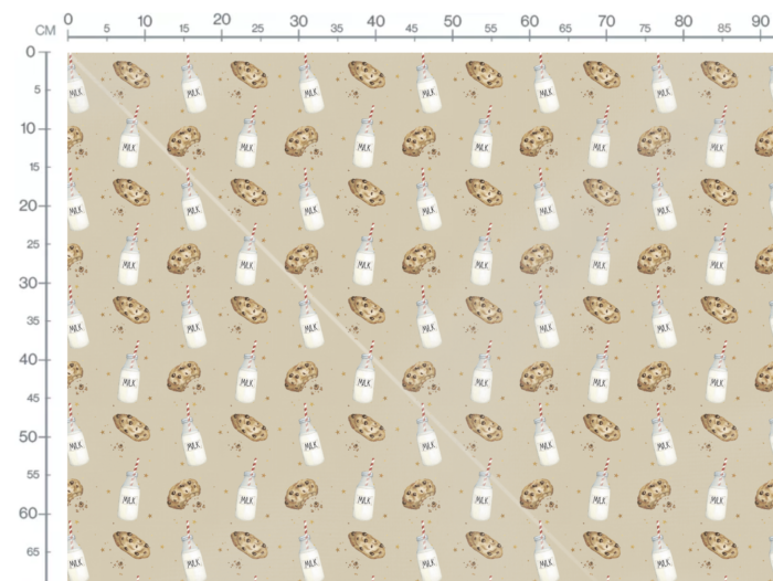 Tissu Imprimé Cookies et Lait Beige, 10 tissus au choix – Image 3